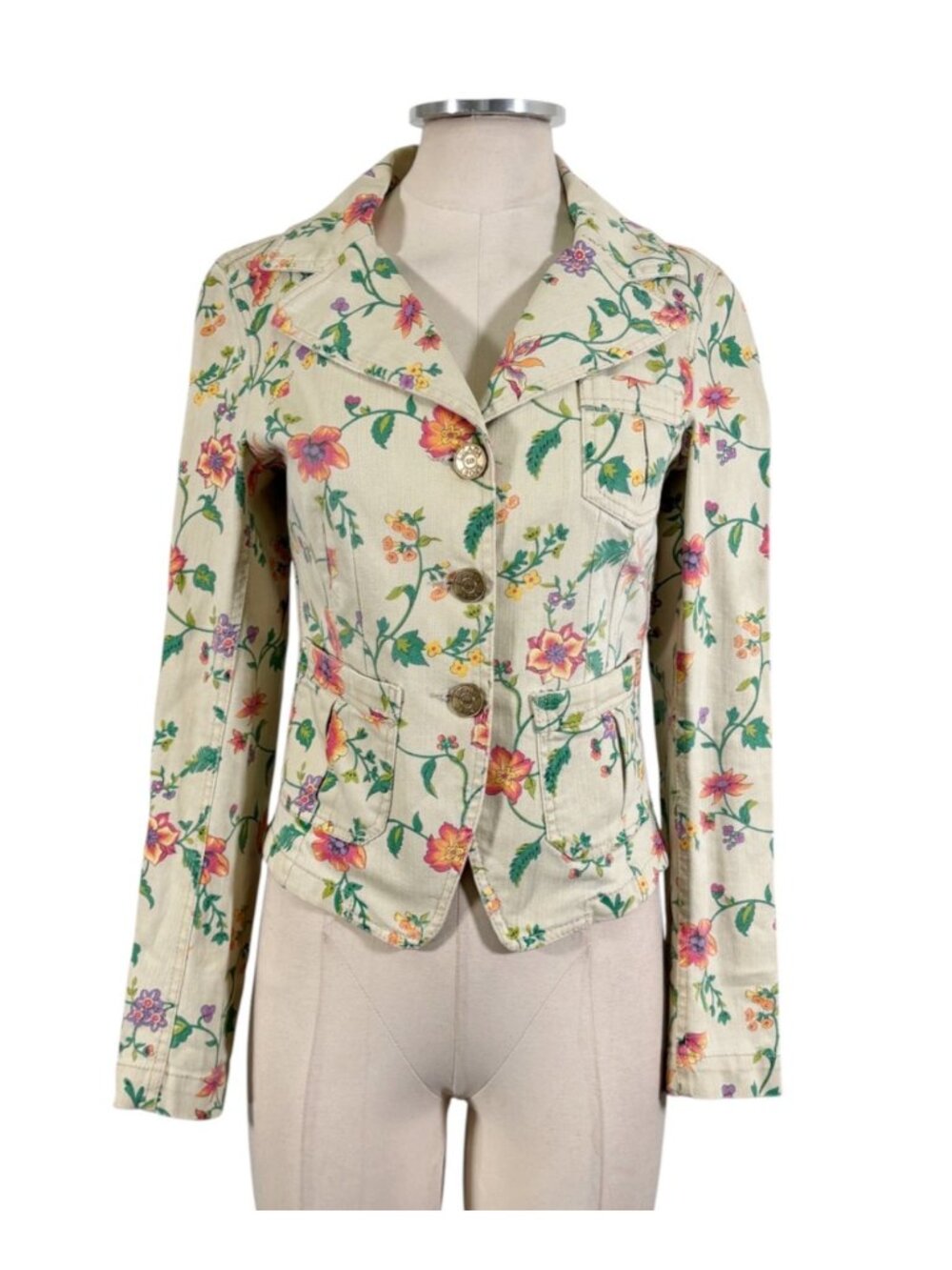 Escada Sport Floral Print Denim Jacket Size 34 US 4